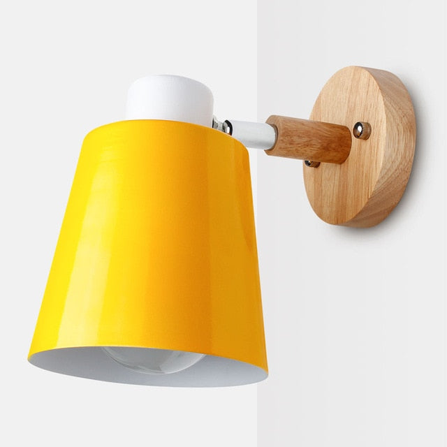 wooden wall lights bedside wall lamp wall sconce modern wall light for bedroom Nordic macaroon 6 color steering head E27 85-285V